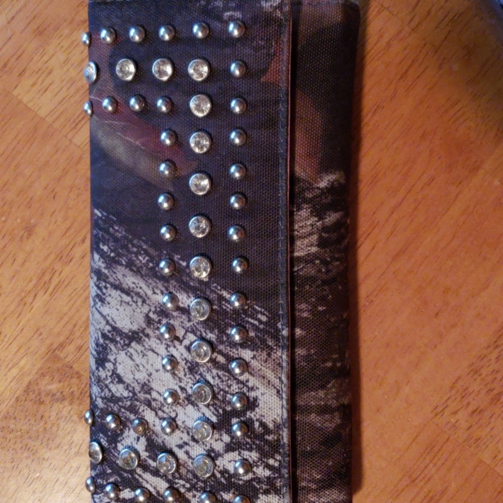 Rhinestones and camouflage wallet